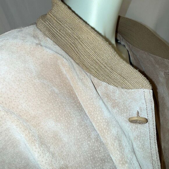 Vintage 1990s NorthCrest Genuine Leather Suede Bomber Jacket (Men’s XL, Tan Sand - Picture 5 of 12